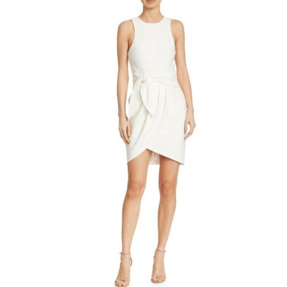 Cinq à Sept Cassaleigh Tie-Waist Sleeveless Dress White Back Zip Tulip Size 4 - Picture 1 of 15